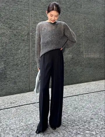 [ anuans ] 센터 프레스 마린 팬츠