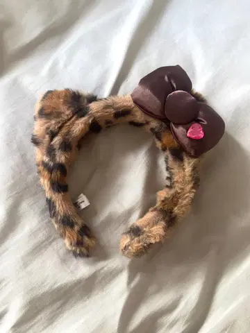 레오파드 무늬 리본 머리띠