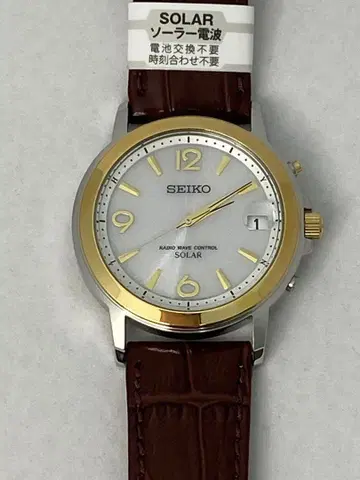 SEIKO 솔라 전파 시계 브라운 가죽 SBTM192 미사용
