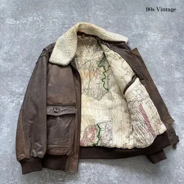 [ Vintage ] 90s G-1 가죽 자켓 플라이트 자켓 맵