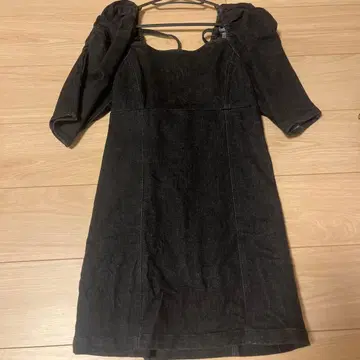 블랙 퍼프 슬리브 미니 원피스 F 사이즈