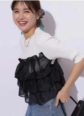 Apuweiser-riche 시어 프릴 도킹 니트