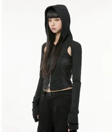 FLAREUP 디비전 컷아웃 후디드 집업 블랙