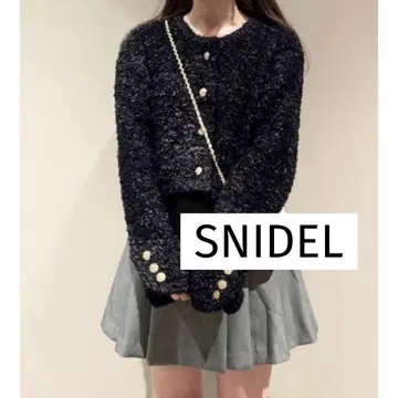 SNIDEL 라메 니트 트위드 가디건