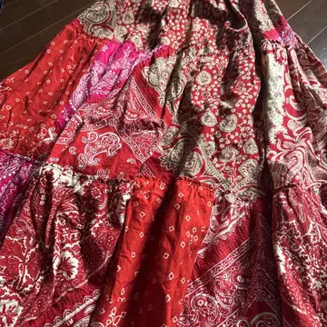 반다나 패턴 롱 스커트 빨간색 계열 랄프 로렌 새상품