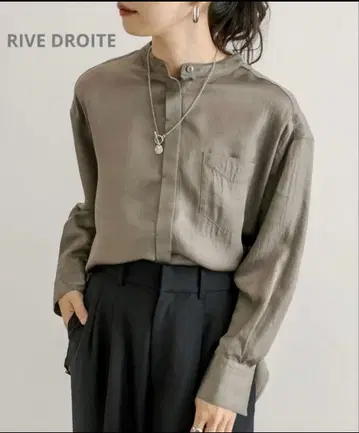 RIVE DROITE 밴드 카라 셔츠 올리브 프리 사이즈 고급