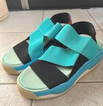 Y-3 스포츠 샌들 아쿠아 블루/블랙/레드 26.0