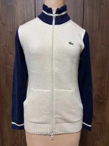 Lacoste 집업 니트 아이보리/네이비 사이즈 S