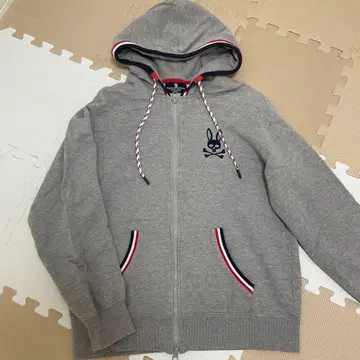 Psycho Bunny 풀 지퍼 후드티 그레이 M 사이즈