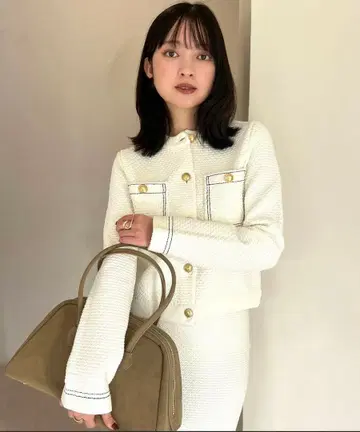 anuans 아뉴앙스 노카라 니트 자켓 S 화이트