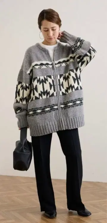 프레임워크 자카드 zip 가디건