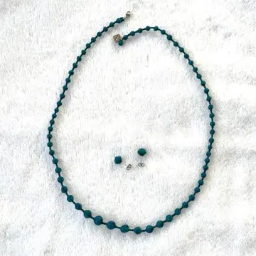 [ 000 ] 트리플 오 60cm 실 목걸이 & 귀걸이 터콰이즈 블루