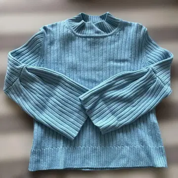 더블 스탠다드 Sov. 스카이블루 리브 니트 스웨터 38