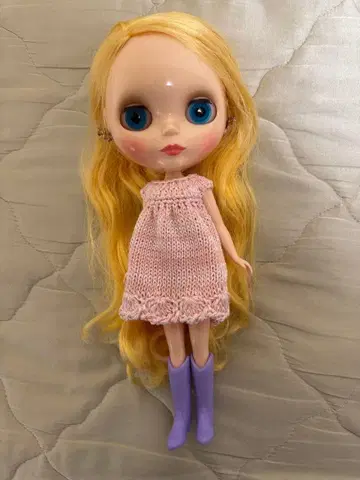 네오 브라이스 퍼니 플라밍고 핑크 니트 원피스 보라색 웨스턴 부츠