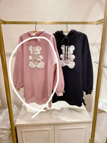 LIZ LISA 보아 곰 속기모 원피스 핑크