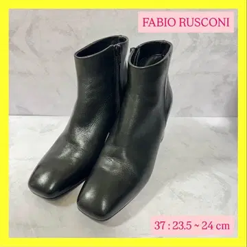미사용급 FABIO RUSCONI 숏부츠 사이드 지퍼 블랙 가죽
