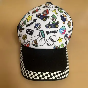 유니버셜 스튜디오 캡 마리오 화이트 블랙 메쉬