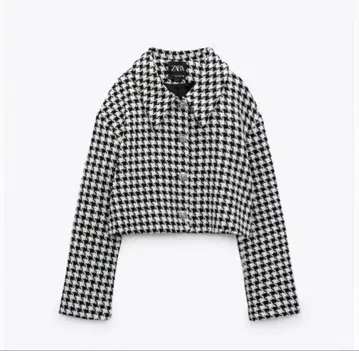 [ 새상품급 ] ZARA 하운드투스 패턴 크롭 기장 자켓