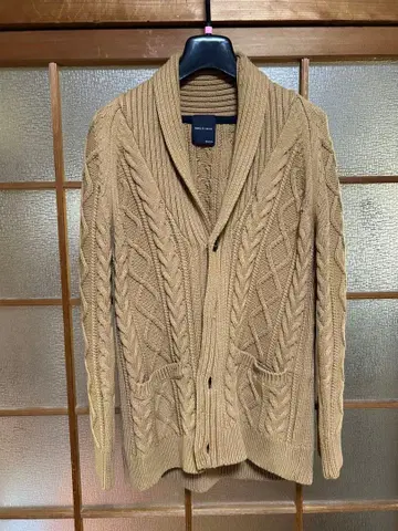 SHIPS JET BLUE 케이블 짜임 가디건 M 베이지