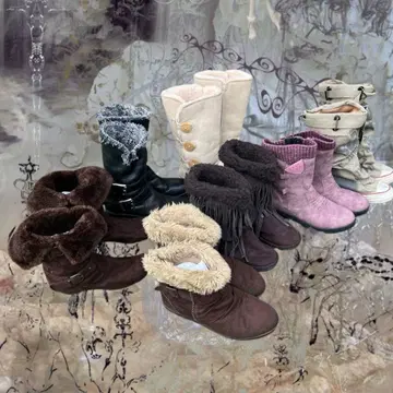 y2k 그런지 부츠 프린지 헤이세이 갸루 모리걸 퍼 가죽