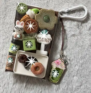 가챠 파우치 [ 토끼 ( 안경 ) 카페 그린 x 브라운 계열 ]