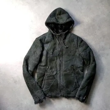 00s y2k LHP 양가죽 패치워크 짧은 기장 리얼 무스탕 자켓