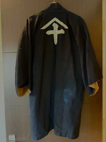 린넨 네이비 나염 하피 남성용 기모노