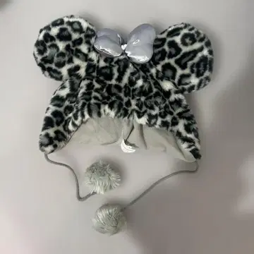 도쿄 디즈니 리조트 레오파드 무늬 미니 귀 모자 실버