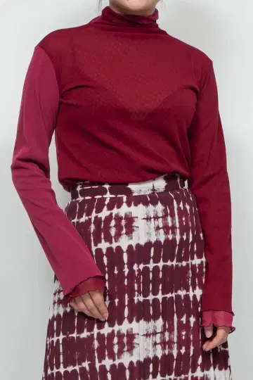 fumiku net tulle tops RED