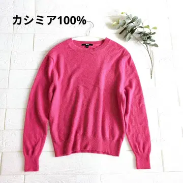 유니클로 캐시미어 100% 크루넥 스웨터 L (핑크)