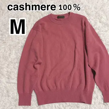 새상품급 퓨어 캐시미어 100% 크루넥 스웨터 M 일본제 핑크