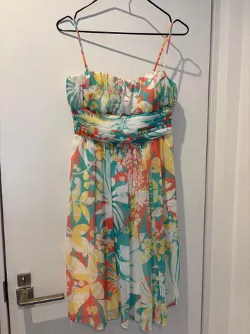 플라워 프린트 슬리브리스 무릎 기장 원피스