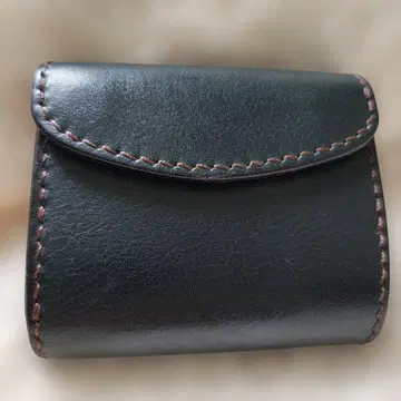 핸드메이드 3단 폴더형 지갑 다크 그린 x 다크 브라운