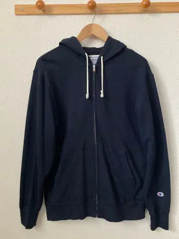 [ 미사용 ] Champion 원포인트 로고 집업 후드티 네이비 XL