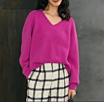 [ 새상품급 ] 그린레이블 해밀턴울 아제V넥 니트 루즈핏