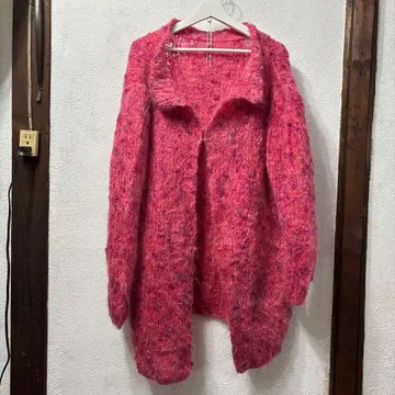 빈티지 핑크 모헤어 오픈 프론트 가디건 구제 의류 미국 빈티지 의류