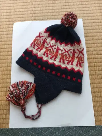 알파카 100% 동물 패턴 니트 모자