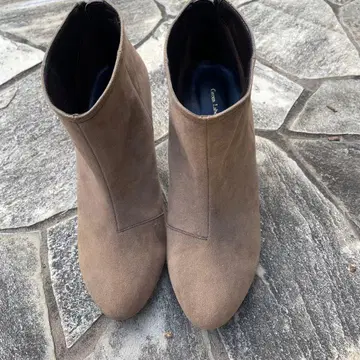 그린 라벨 브라운 스웨이드풍 부티 하이힐