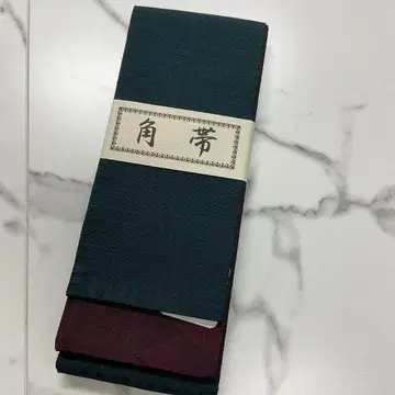 새상품 리버서블 남성용 오비 다크 그린 와인 레드 기하학 패턴