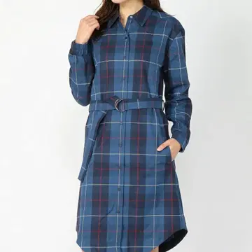 플란넬 셔츠 드레스 LACOSTE 라코스테 원피스 블루