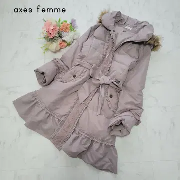 엑시즈팜*충전솜 롱 코트*프릴 리본