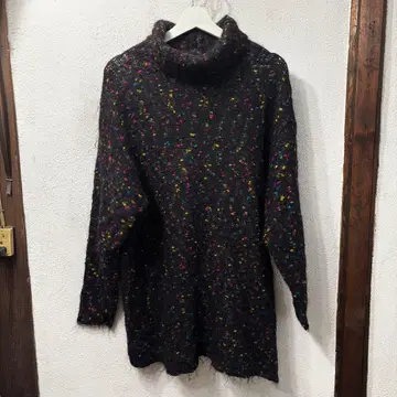 90s 빈티지 미국 빈티지 의류 컬러풀 점무늬 터틀넥 스웨터