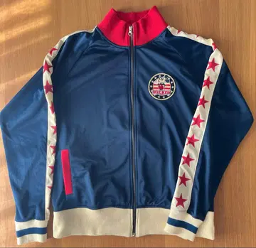 디즈니 트랙 자켓 미키마우스 레트로 L 저지 자수