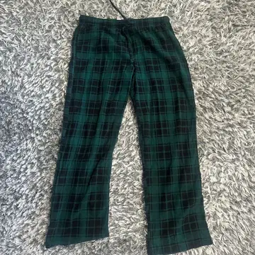그린 계열 체크 L 사이즈 파자마 팬츠