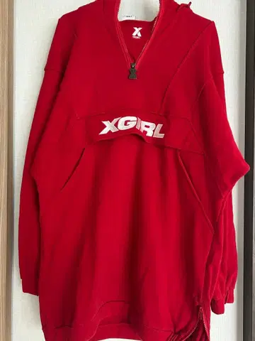 X-girl 후드 부착 레드 후드티 사이즈 1