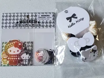 헬로키티 스티커 & 머리끈 세트 흑백 걸리시