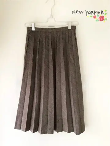 뉴요커 스커트 울 플리츠 종아리 기장 일본제 고급 어스 컬러