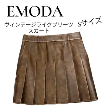 EMODA 빈티지라이크 플리츠 미니 스커트 브라운