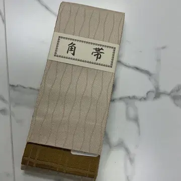 새상품 리버서블 남성용 오비 화이트 베이지 겨자색 체크 무늬