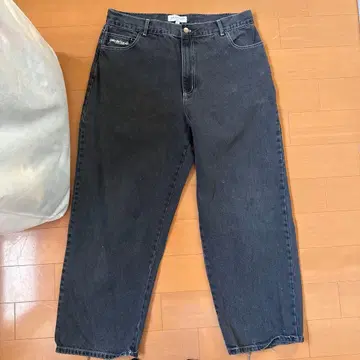 yadise 블랙 스트레이트 데님 팬츠 L